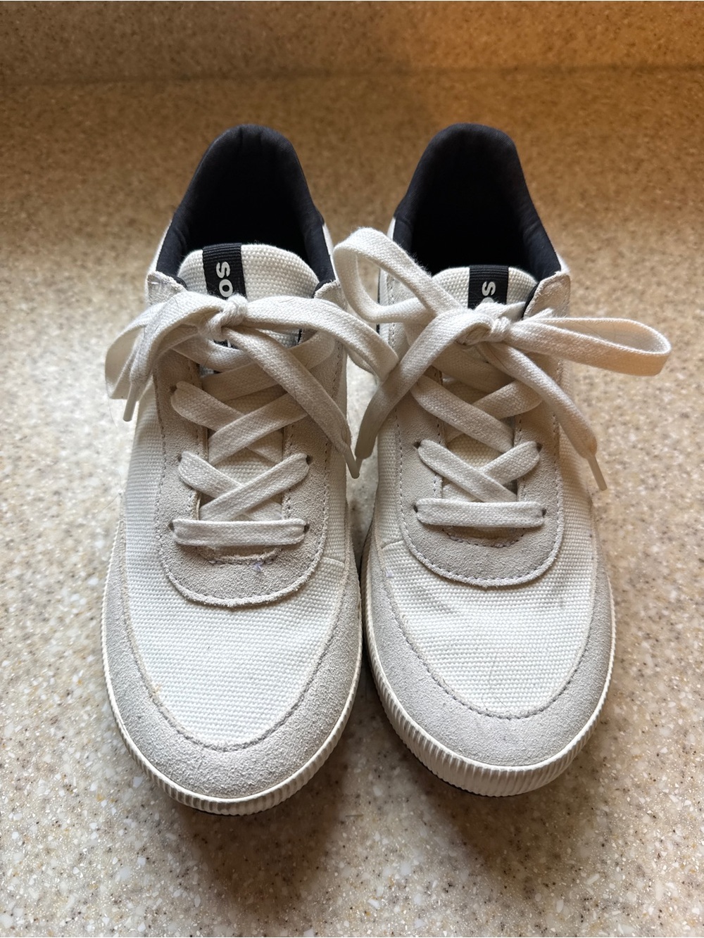 Sorel White Canvas Lace-Up Sneaker with Black Lining